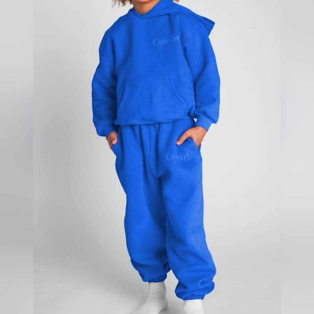 Kids Comfrt Cobalt Blue COMPLETE Sweatsuit Minimalism Boys Size Small Brand New